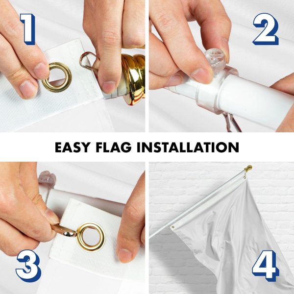 G128 Combo Pack: 5 Ft Tangle Free Aluminum Spinning Flagpole (White) & Solid White Color Flag 2.5x4 Ft, LiteWeave Pro Series Printed 150D Polyester | Pole with Flag Included - Image 7