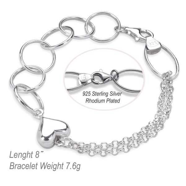 Sterling Silver Heart Bracelets for Women - Image 2