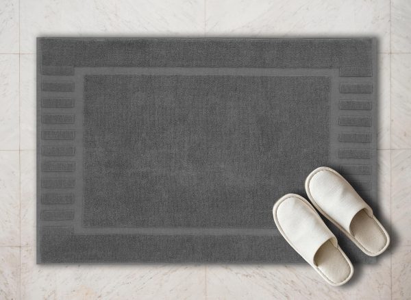 Luxury Bath Mat Floor Towel Set   Absorbent Cotton Hotel Spa Shower Bathtub Mats [Not a Bathroom Rug] 22 x34  | 2 Pack | Gray White - Image 2