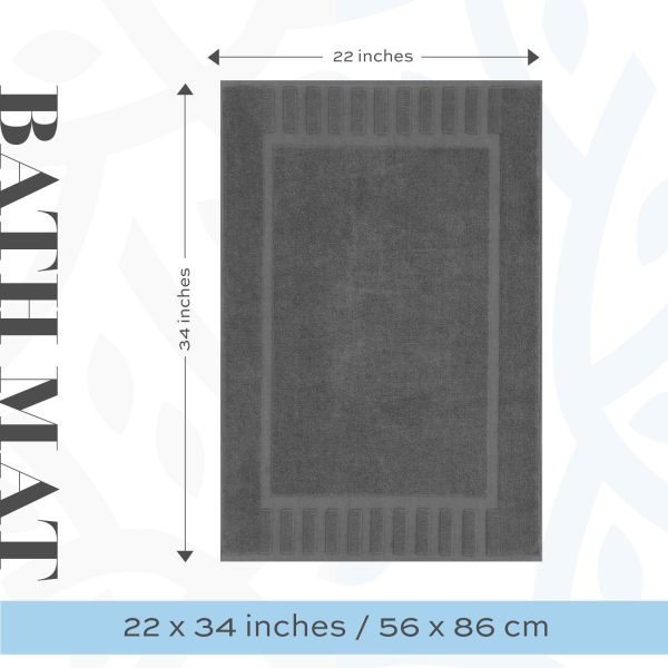 Luxury Bath Mat Floor Towel Set   Absorbent Cotton Hotel Spa Shower Bathtub Mats [Not a Bathroom Rug] 22 x34  | 2 Pack | Gray White - Image 3