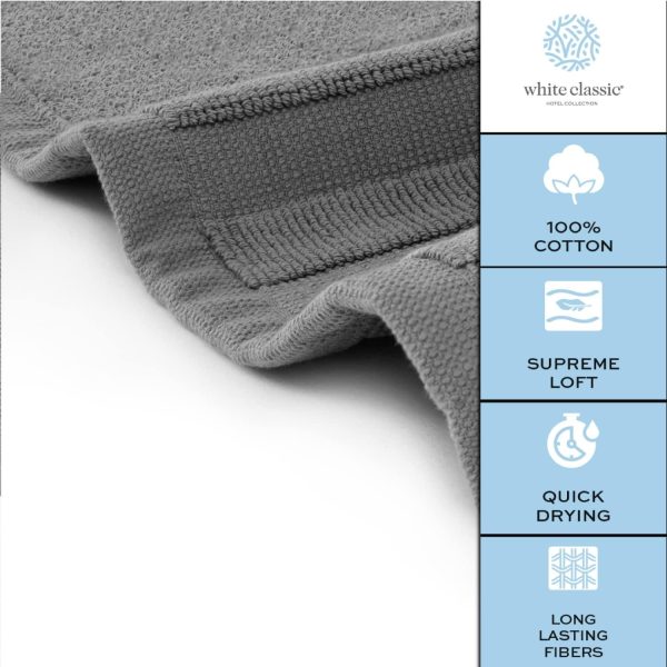 Luxury Bath Mat Floor Towel Set   Absorbent Cotton Hotel Spa Shower Bathtub Mats [Not a Bathroom Rug] 22 x34  | 2 Pack | Gray White - Image 5
