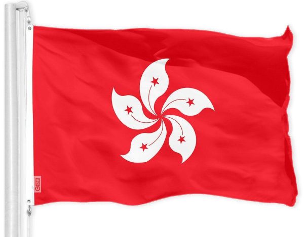G128 Combo Pack: American USA Flag 3x5 Ft & Hong Kong Hong Konger Flag 3x5 Ft, Both Printed 150D Polyester, Indoor/Outdoor, Brass Grommets - Image 2