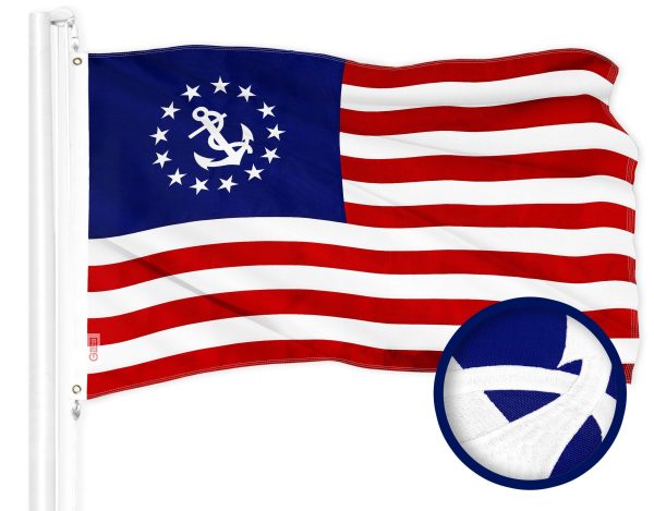 G128 Combo Pack: American USA Flag 1x1.5 Ft & American USA Yacht Ensign Flag 1x1.5 Ft | Both ToughWeave Series Embroidered 300D Polyester, Embroidered Design, Indoor/Outdoor, Brass Grommets - Image 2