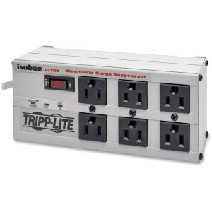 Eaton Tripp Lite Series Isobar 6-Outlet Surge Protector, 6 ft. Cord with Right-Angle Plug, 3330 Joules, Diagnostic LEDs, Metal Housing