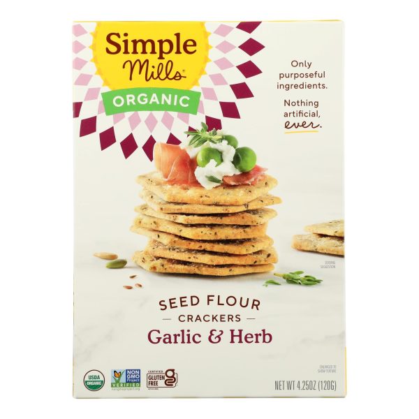 Simple Mills - Crckr Seed Flr Grlc/hrb - Case of 6-4.25 OZ - Image 2