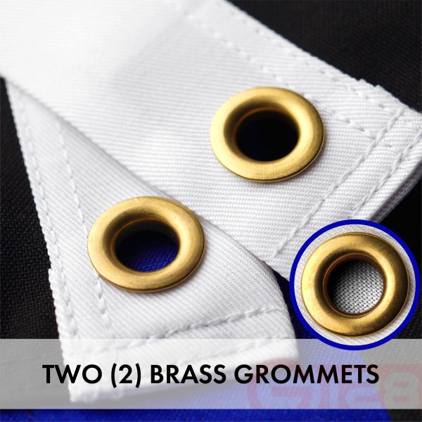 G128 Thin Blue Line Flag 2.5x4 FT 5-Pack Embroidered Heavy Duty 220GSM Tough Spun Polyester U.S. American Flag Brass Grommets Honoring Men and Women of Law Enforcement Black White and Blue US Flag - Image 2