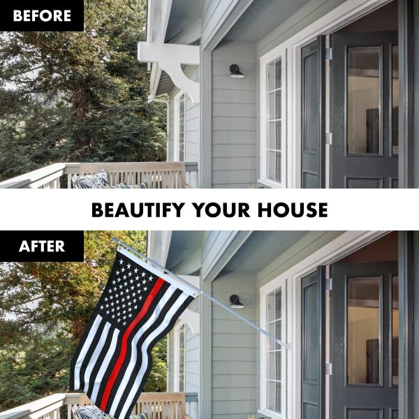 G128 - 5 Feet Tangle Free Spinning Flagpole (Silver) Thin Red Line Flag Brass Grommets Embroidered 2x3 ft (Flag Included) Aluminum Flag Pole - Image 3