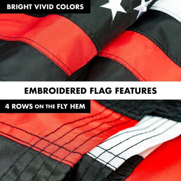 G128 - 5 Feet Tangle Free Spinning Flagpole (Silver) Thin Red Line Flag Brass Grommets Embroidered 2x3 ft (Flag Included) Aluminum Flag Pole - Image 5