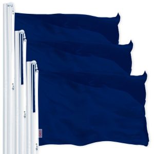 G128 3 Pack: Solid Blue Color Flag | 2.5x4 Ft | LiteWeave Pro Series Printed 150D Polyester | Indoor/Outdoor, Vibrant Colors, Brass Grommets, Thicker and More Durable Than 100D 75D Polyester