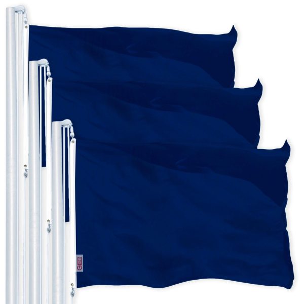 G128 3 Pack: Solid Blue Color Flag | 2.5x4 Ft | LiteWeave Pro Series Printed 150D Polyester | Indoor/Outdoor, Vibrant Colors, Brass Grommets, Thicker and More Durable Than 100D 75D Polyester