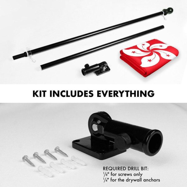 G128 Combo Pack: 6 Ft Tangle Free Spinning Flagpole (Black) & Hong Kong Flag 3x5 Ft Printed 150D Polyester, Brass Grommets (Flag Included) Aluminum Flag Pole - Image 2