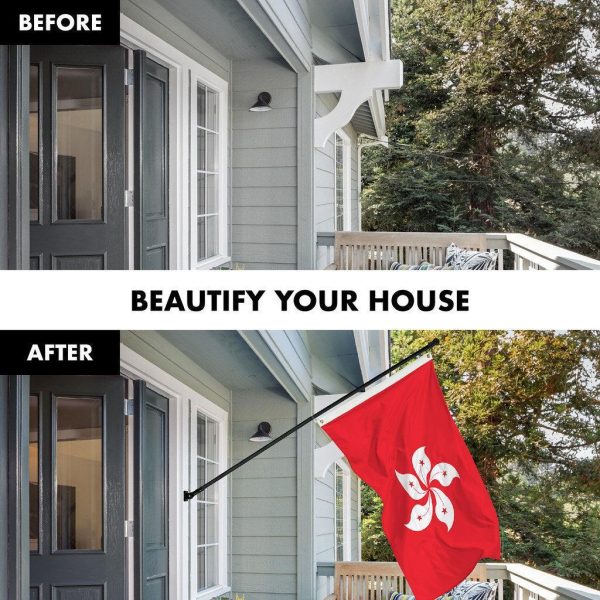 G128 Combo Pack: 6 Ft Tangle Free Spinning Flagpole (Black) & Hong Kong Flag 3x5 Ft Printed 150D Polyester, Brass Grommets (Flag Included) Aluminum Flag Pole - Image 3