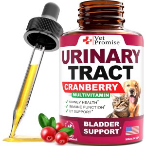 Vet Formulated UTI Drops for Cats & Dogs   Natural Cranberry Bladder & Kidney Support Supplement Multivitamin   Made in USA