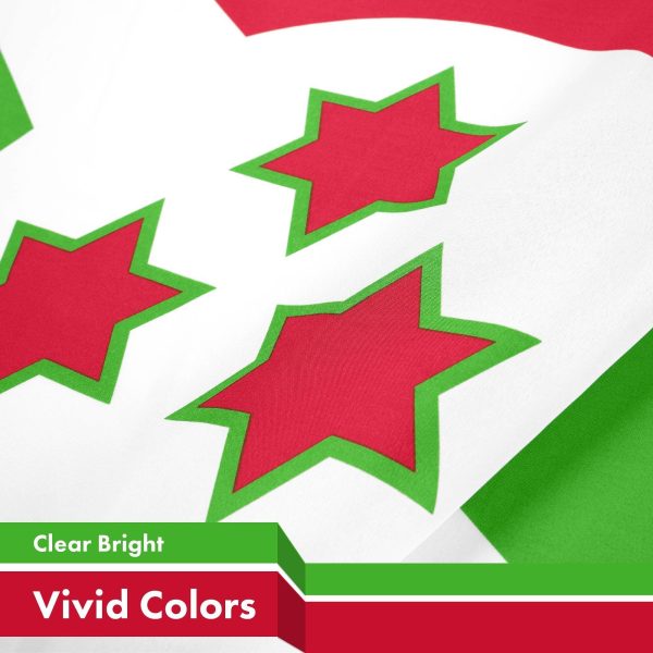 G128 5 Pack: Burundi Umurundi Flag | 3x5 Ft | LiteWeave Pro Series Printed 150D Polyester | Country Flag, Indoor/Outdoor, Vibrant Colors, Brass Grommets, Thicker and More Durable Than 100D 75D Poly - Image 3