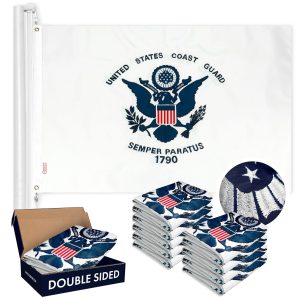 G128 10 PACK: US Coast Guard Flag 3x5 Ft Double-sided Embroidered Polyester