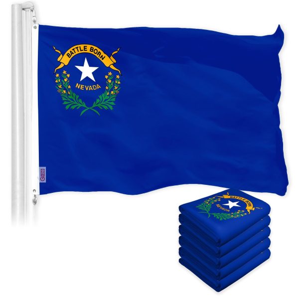 G128 5 Pack: Nevada NV State Flag | 3x5 Ft | LiteWeave Pro Series Printed 150D Polyester | Indoor/Outdoor, Vibrant Colors, Brass Grommets, Thicker and More Durable Than 100D 75D Polyester