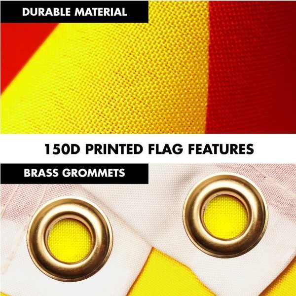 G128 Combo Pack: 6 Ft Tangle Free Spinning Flagpole (Silver) & Vietnam Flag 3x5 Ft Printed 150D Polyester, Brass Grommets (Flag Included) Aluminum Flag Pole - Image 4
