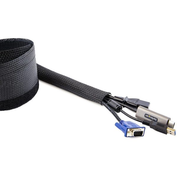 StarTech.com 10ft (3m) Cable Management Sleeve, Braided Mesh Wire Wraps/Floor Cable Covers, Computer Cable Manager/Cord Concealer - Image 6