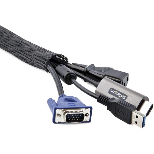 StarTech.com 10ft (3m) Cable Management Sleeve, Braided Mesh Wire Wraps/Floor Cable Covers, Computer Cable Manager/Cord Concealer - Image 7