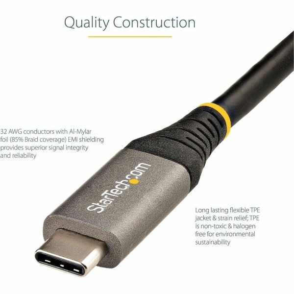 StarTech.com 3ft 1m USB C Cable 10Gbps, USB-IF Certified USB-C Cable, USB 3.1 Type-C Cable, 5A/100W PD, DP Alt Mode, USB C Cord - Image 6