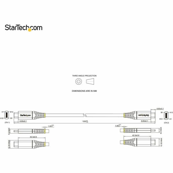 StarTech.com 3ft 1m USB C Cable 10Gbps, USB-IF Certified USB-C Cable, USB 3.1 Type-C Cable, 5A/100W PD, DP Alt Mode, USB C Cord - Image 10