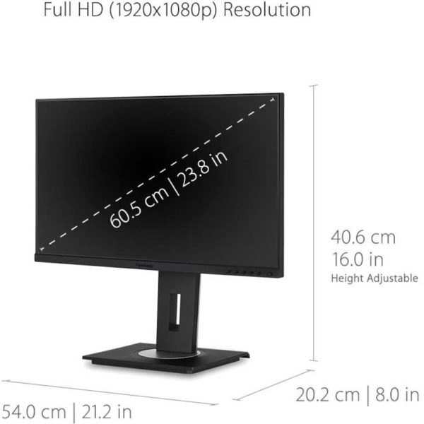 ViewSonic VG2455 24 Inch IPS 1080p Monitor with USB C, HDMI, DisplayPort, VGA and 40 Degree Tilt Ergonomics for Home and Office - Image 10