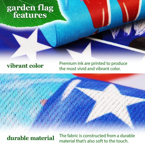 G128 Combo Pack: Garden Flag Stand Black 36 in x 16 in & Garden Flag Patriotic Decoration Welcome 3 Gnomes 12"x18" Double-Sided Blockout Fabric - Image 3