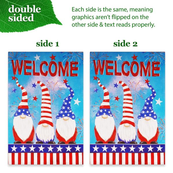 G128 Combo Pack: Garden Flag Stand Black 36 in x 16 in & Garden Flag Patriotic Decoration Welcome 3 Gnomes 12"x18" Double-Sided Blockout Fabric - Image 5