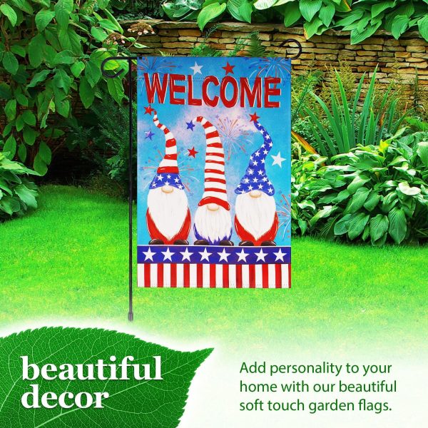 G128 Combo Pack: Garden Flag Stand Black 36 in x 16 in & Garden Flag Patriotic Decoration Welcome 3 Gnomes 12"x18" Double-Sided Blockout Fabric - Image 6