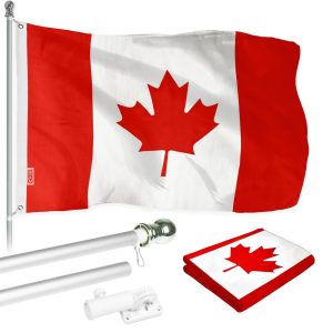 G128 - 6 Feet Tangle Free Spinning Flagpole (Silver) Canada Brass Grommets Printed 3x5 ft (Flag Included) Aluminum Flag Pole