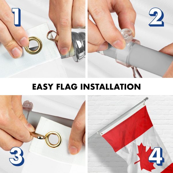 G128 - 6 Feet Tangle Free Spinning Flagpole (Silver) Canada Brass Grommets Printed 3x5 ft (Flag Included) Aluminum Flag Pole - Image 7