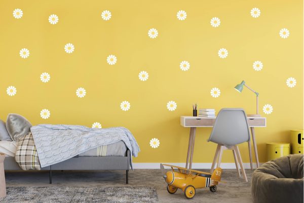 Daisy Flower Wall Decals   Peel and Stick Flower Decals for Walls Room Decor Stickers   Kids Girls Nursery Floral Decoration   Bedroom Peel And Stick White Vinyl Daisy Flower Decal   Made in Europe. 2 Years Warranty - Image 3