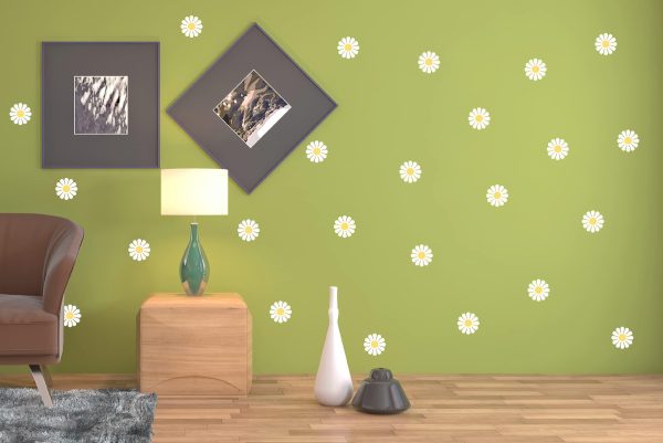 Daisy Flower Wall Decals   Peel and Stick Flower Decals for Walls Room Decor Stickers   Kids Girls Nursery Floral Decoration   Bedroom Peel And Stick White Vinyl Daisy Flower Decal   Made in Europe. 2 Years Warranty - Image 9
