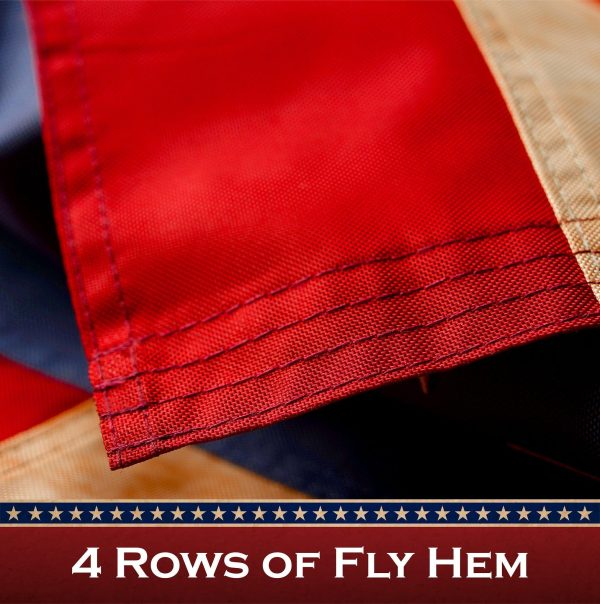 G128 3 Pack: American USA Tea-Stained Flag | 1x1.5 Ft | ToughWeave Pro Series Pole Sleeve Embroidered 420D Polyester | Embroidered Stars - Image 5