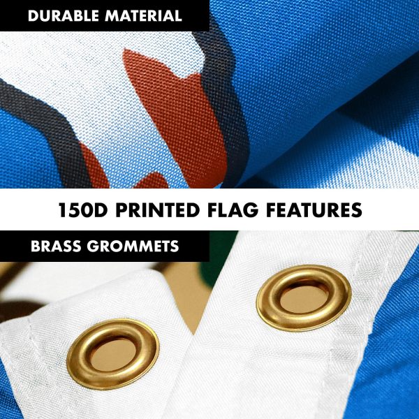 G128 Combo Pack: 6 Feet Tangle Free Spinning Flagpole (White) Oklahoma OK State Flag 3x5 ft Printed 150D Brass Grommets (Flag Included) Aluminum Flag Pole - Image 4