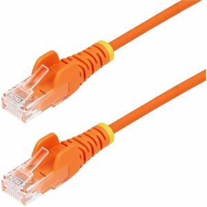 StarTech.com 1ft Orange Slim CAT6 Ethernet Cable, Slim Snagless RJ45, UTP, LSZH, 28AWG Bare Copper, Slim Network Patch Cord, Fluke Tested