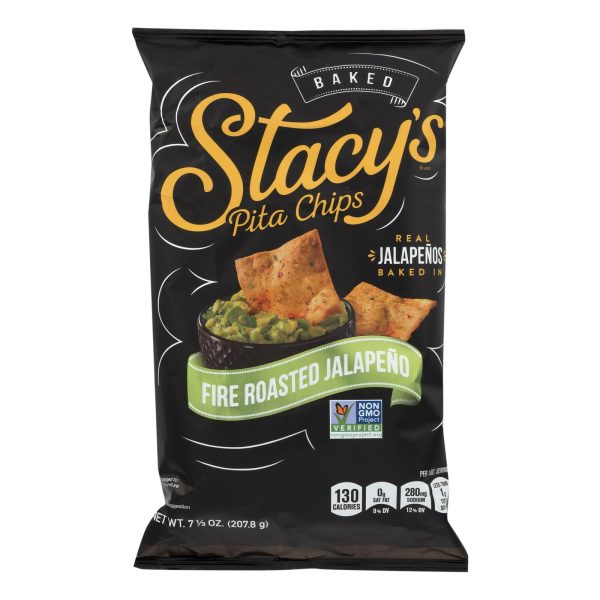 Stacy's Pita Chips Fire Roasted Jalapeno Pita Chips - Roasted Jalapeno - Case of 12 - 7.33 oz. - Image 2