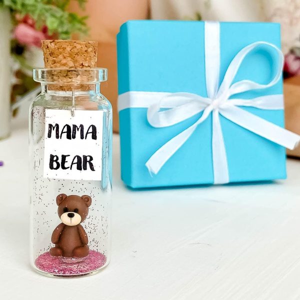 Gifts for Mom   Personalized Moms Birthday Gift   Future Mom to Be Gift Idea   Custom Presents for Mother (Brown Bear   Mama Bear Message Bottle in Teal Gift Box) - Image 2
