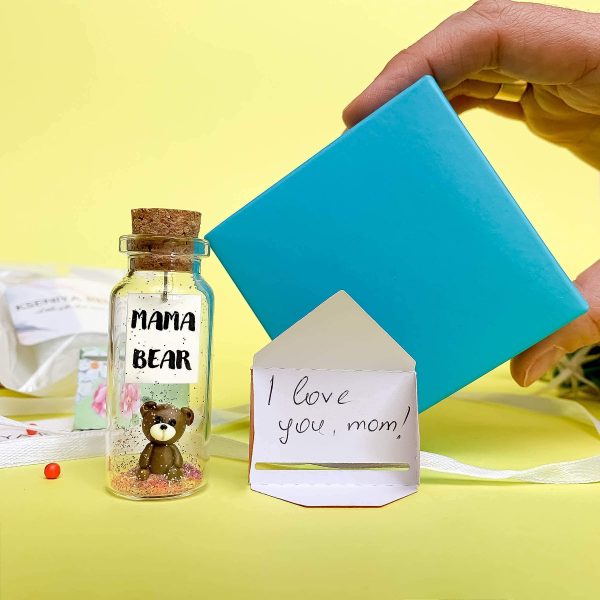 Gifts for Mom   Personalized Moms Birthday Gift   Future Mom to Be Gift Idea   Custom Presents for Mother (Brown Bear   Mama Bear Message Bottle in Teal Gift Box) - Image 7