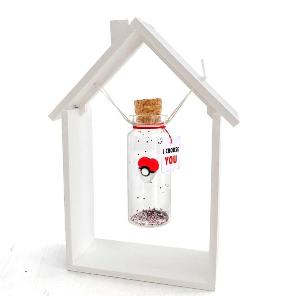 Cute Anniversary Present For Girlfriend or Boyfriend Unique Game Inspired Romantic Bottle Anniversary Love Wish Jar (White Frame I Choose You)