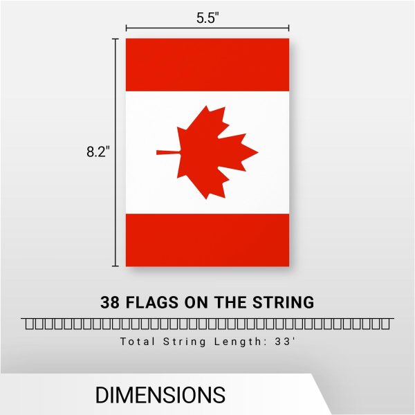 G128 Canada Canadian Bunting Banner | Flag 8.2 x 5.5 Inch, Full String 33 Feet | Printed 150D Polyester, Decorations For Bar, School, Festival Events Celebration - Image 7