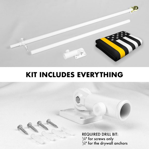 G128 Combo Pack: Flag Pole 6 FT White Tangle Free & Thin Yellow Line Flag 3x5 FT Brass Grommets Printed Polyester (Flag Included) Aluminum Flag Pole - Image 2