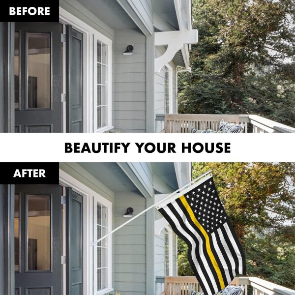 G128 Combo Pack: Flag Pole 6 FT White Tangle Free & Thin Yellow Line Flag 3x5 FT Brass Grommets Printed Polyester (Flag Included) Aluminum Flag Pole - Image 3