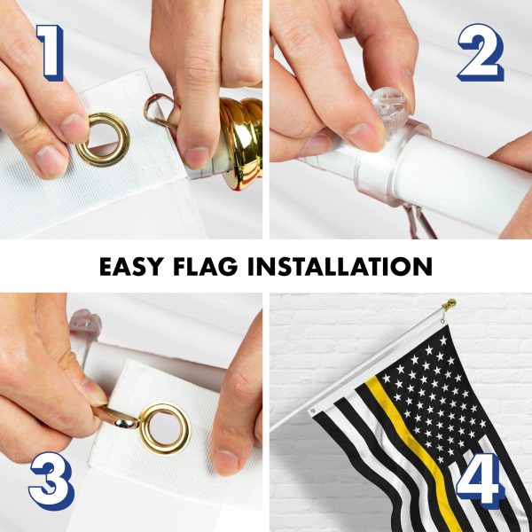G128 Combo Pack: Flag Pole 6 FT White Tangle Free & Thin Yellow Line Flag 3x5 FT Brass Grommets Printed Polyester (Flag Included) Aluminum Flag Pole - Image 7