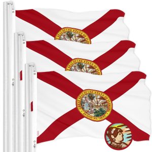 G128 3 Pack: Florida FL State Flag | 2.5x4 Ft | ToughWeave Series Embroidered 210D Polyester | Embroidered Design, Indoor/Outdoor, Vibrant Colors, Brass Grommets