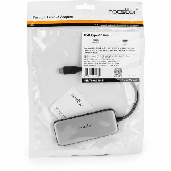 Rocstor Premium USB-C HUB with PD - USB-C to Quad USB-C 3.1 5Gbps Ports - Image 6