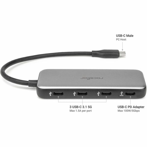 Rocstor Premium USB-C HUB with PD - USB-C to Quad USB-C 3.1 5Gbps Ports - Image 7