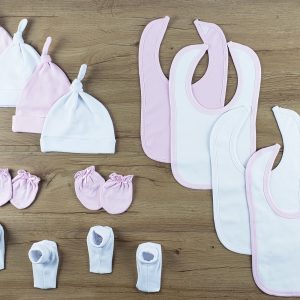 12 Pc Set Of Bibs, Caps, Booties Ls_0643