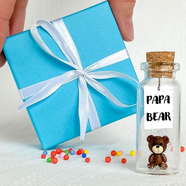Kseniya Revta Gifts for Dad   Personalized Present for Dads Birthday   Classy Decorative Presents for Father   Future Dad Gift (Brown Bear   Papa Bear Message Bottle in Teal Gift Box) - Image 2