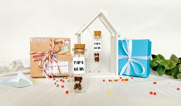 Kseniya Revta Gifts for Dad   Personalized Present for Dads Birthday   Classy Decorative Presents for Father   Future Dad Gift (Brown Bear   Papa Bear Message Bottle in Teal Gift Box) - Image 6